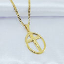 Gargantilha corrente grumet pingente cruz vazada