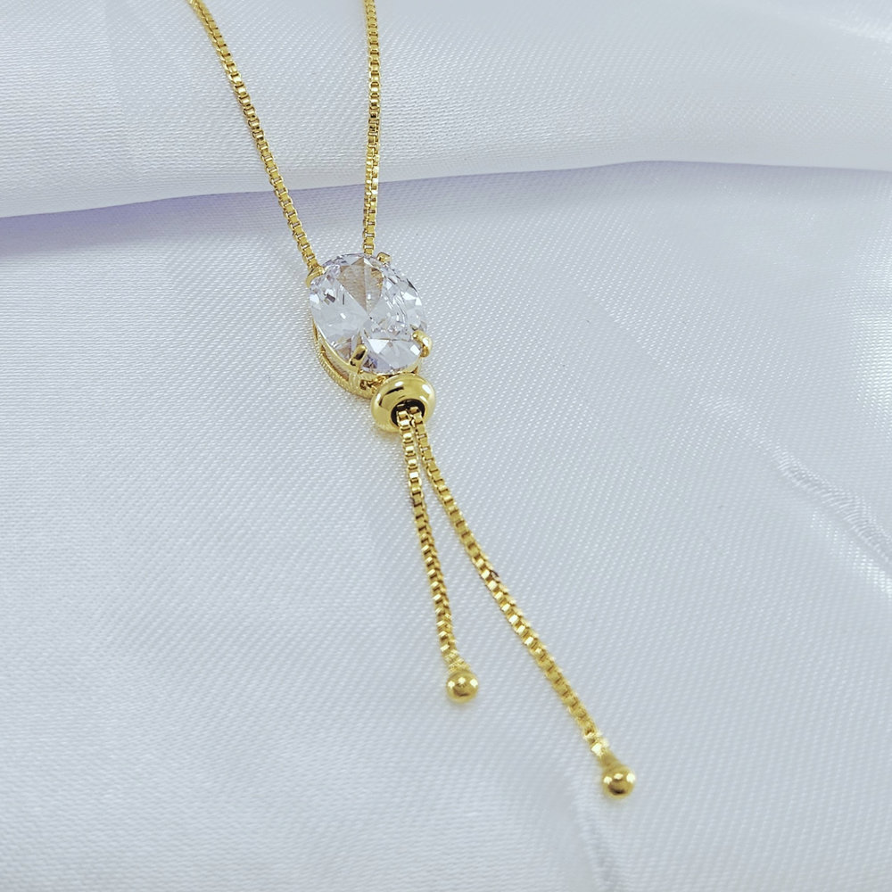 Gravatinha regulável com pedra oval cristal