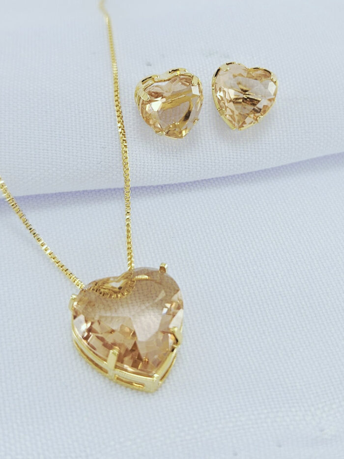 Conjunto coração  Bege