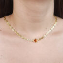 Gargantilha choker elo folhas vazadas com trevo