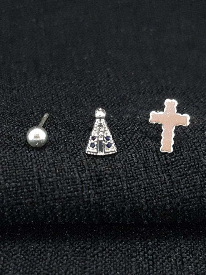 Brinco trio N.S Aparecida com cruz