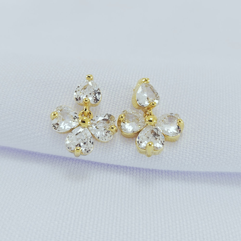 Brinco corações cristais pêndulo