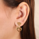 Brinco coração vazado duplo