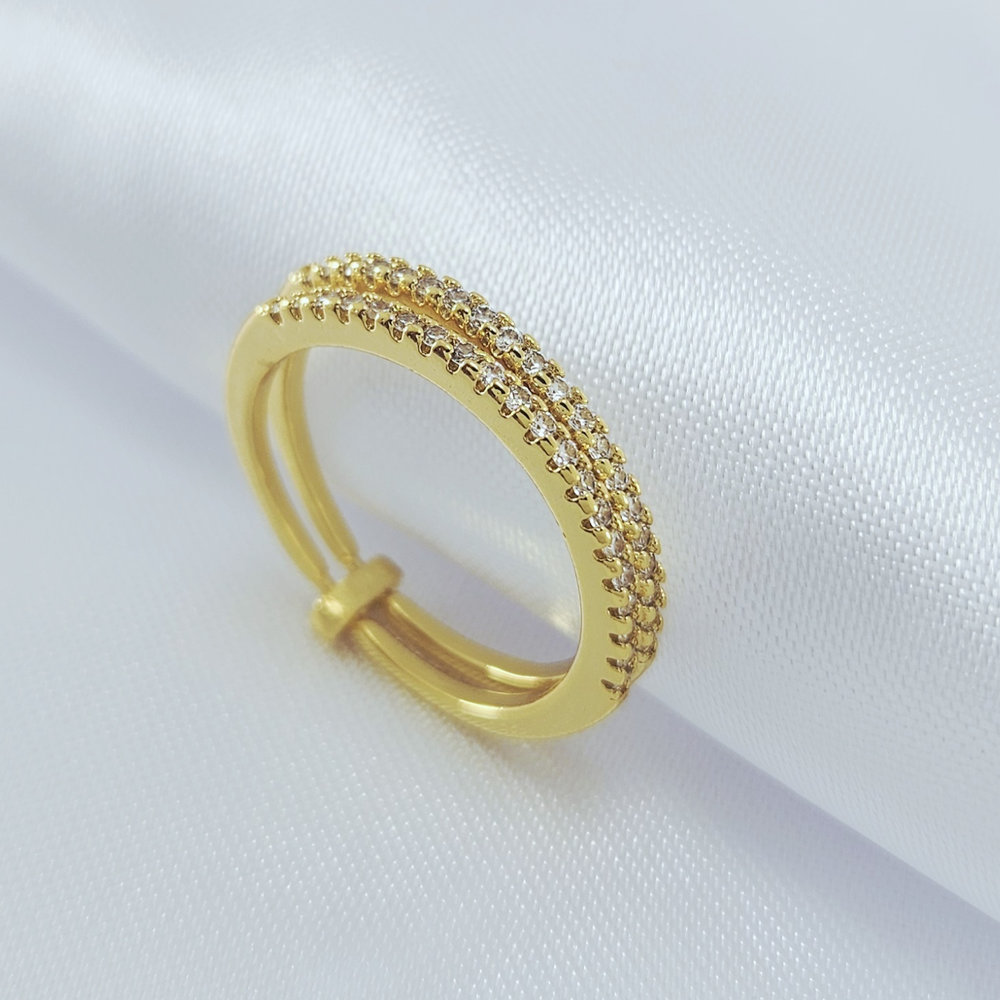 Anel duplo com fio cravejado