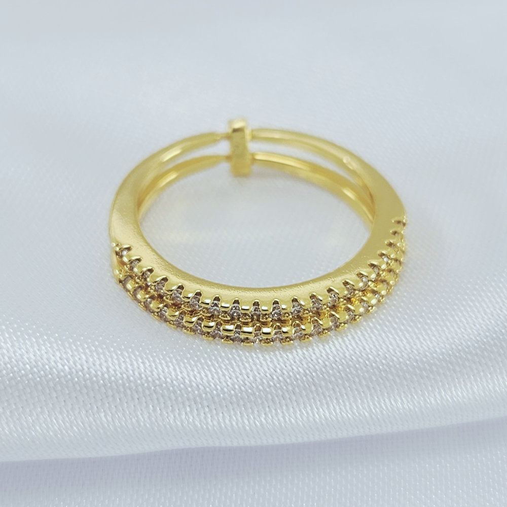 Anel duplo com fio cravejado - Imagem 2