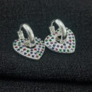 Brinco argola coração colorido