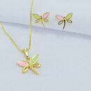 Conjunto libélula colorido vazado