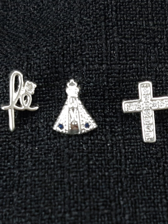 Trio de brincos religiosos