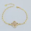 Pulseira elos cartier com flor cravejado