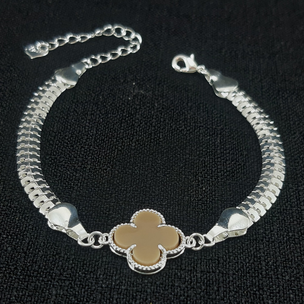 Pulseira malha snake grossa com trevo - Imagem 5