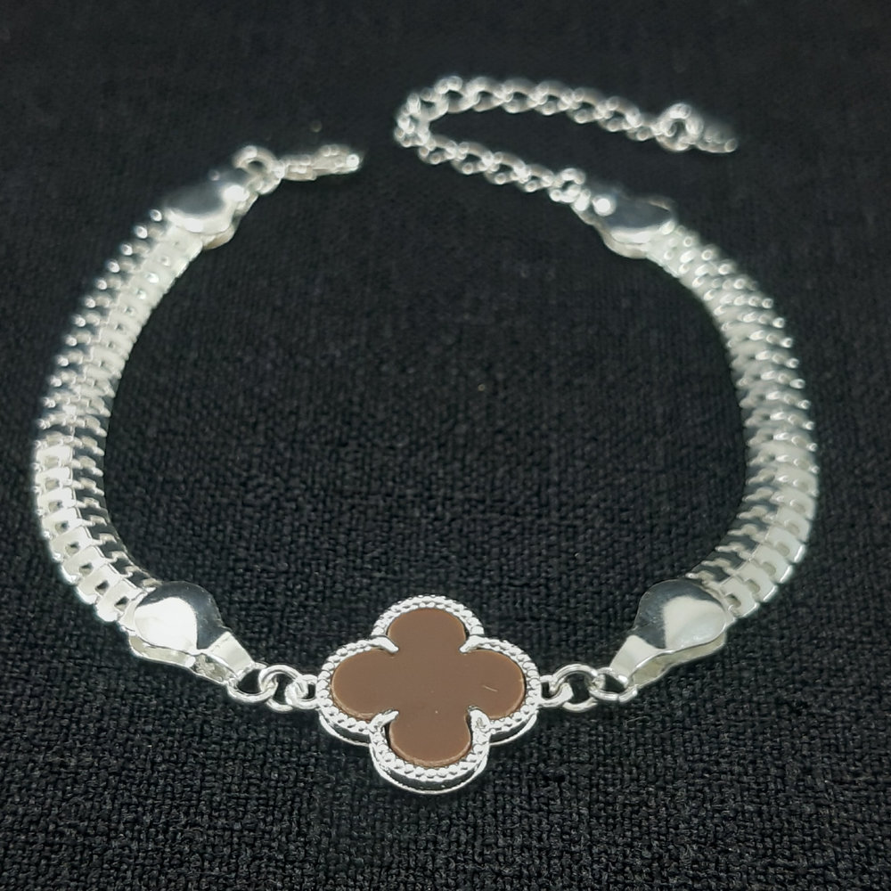 Pulseira malha snake grossa com trevo - Imagem 2