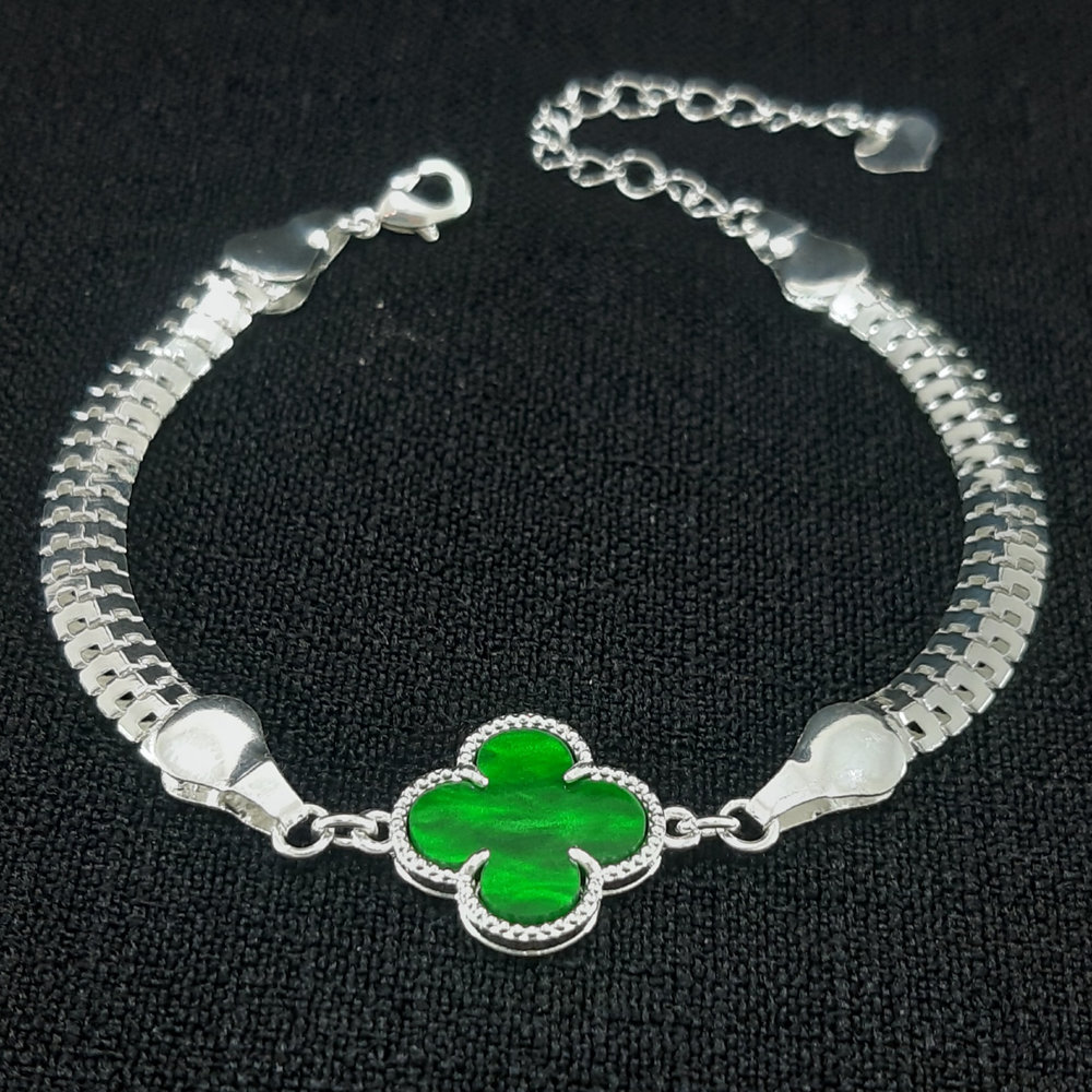 Pulseira malha snake grossa com trevo - Imagem 4