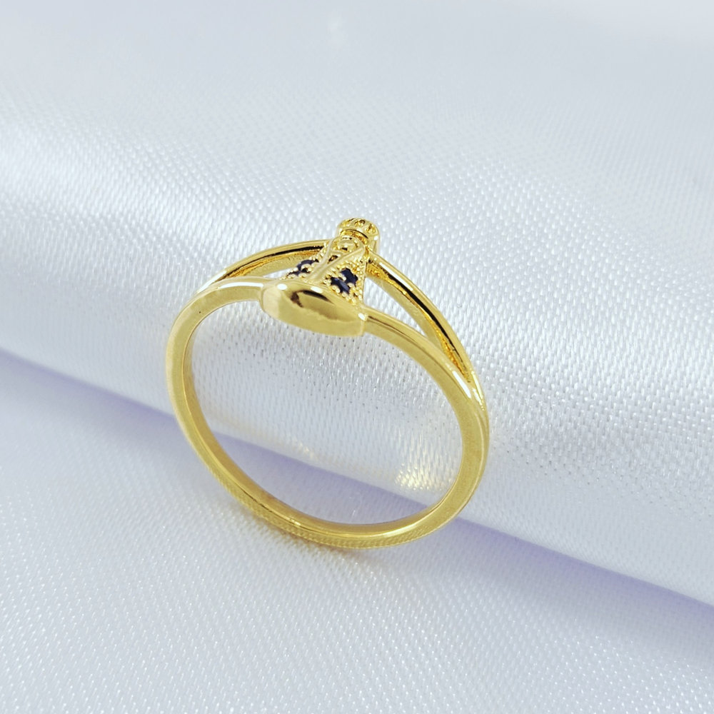 Anel Nossa Senhora Aparecida com pedras azuis