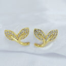 Brinco folhas cravejadas