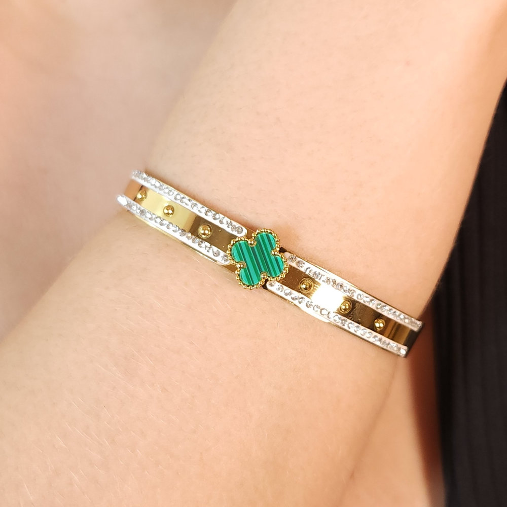 Bracelete fio cravejado com trevo - Imagem 3