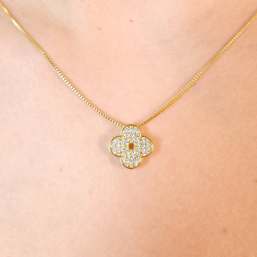 Gargantilha com trevo cravejado - Imagem 2