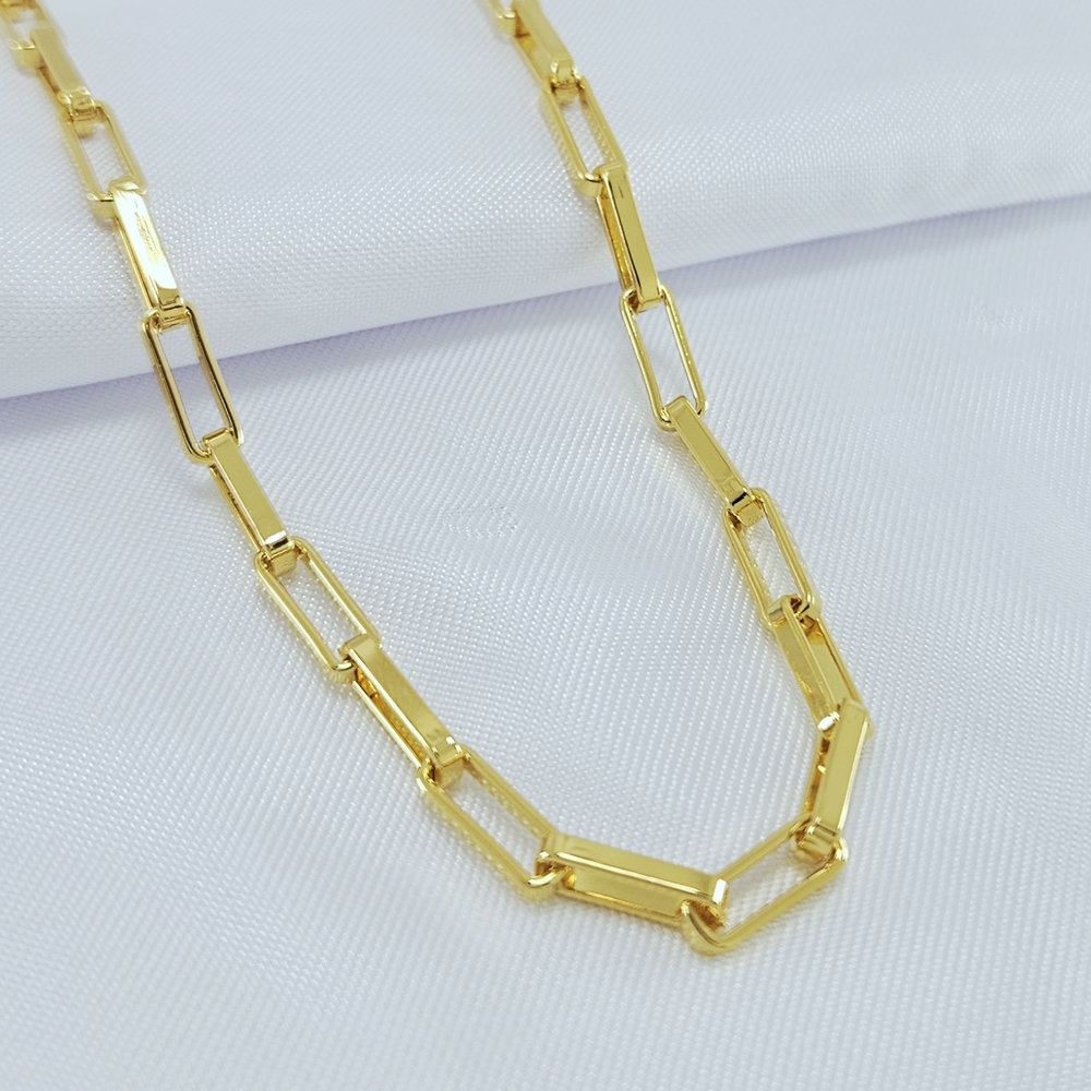 Cordão choker elo cartier longo vazado