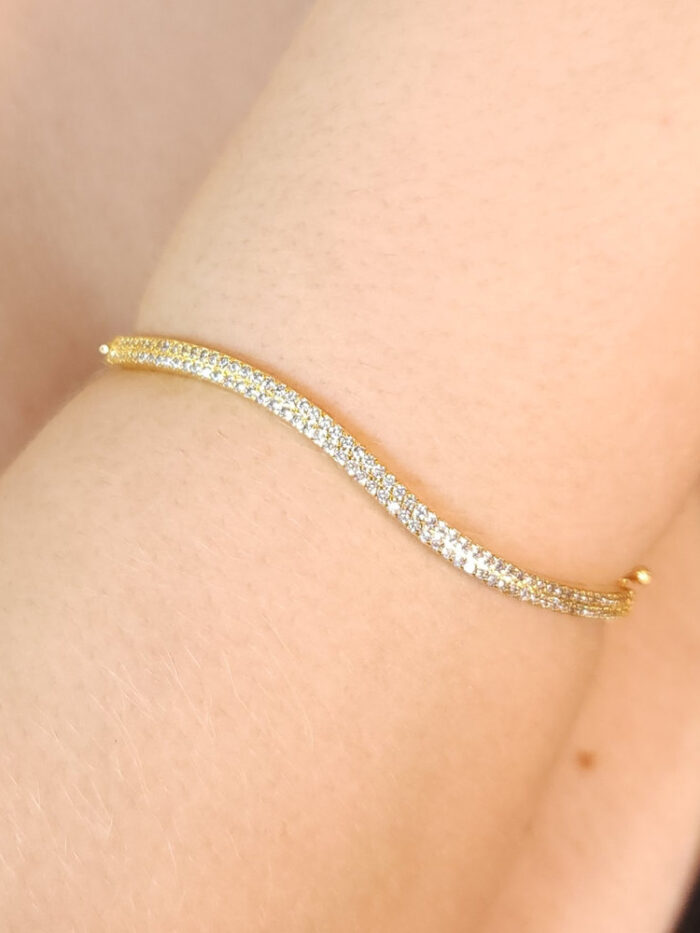 Bracelete fio cravejado ondulado