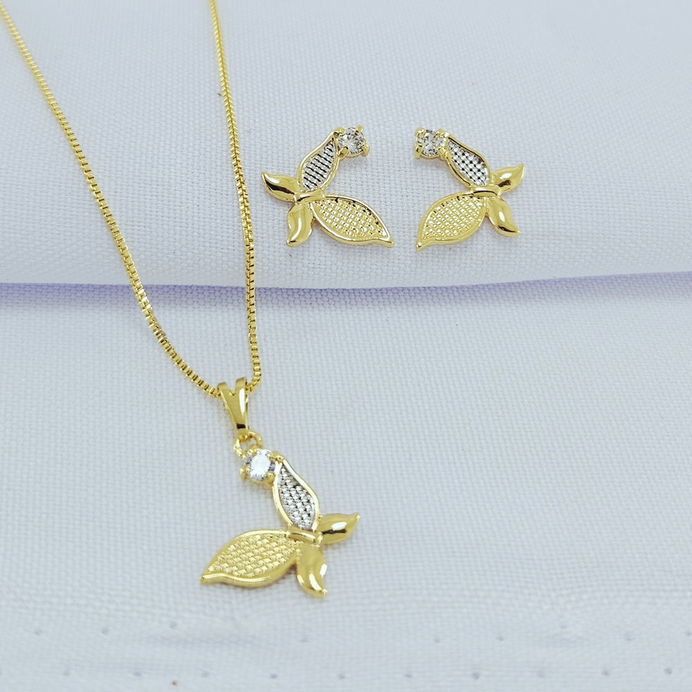 Conjunto borboleta detalhada com ponto de luz