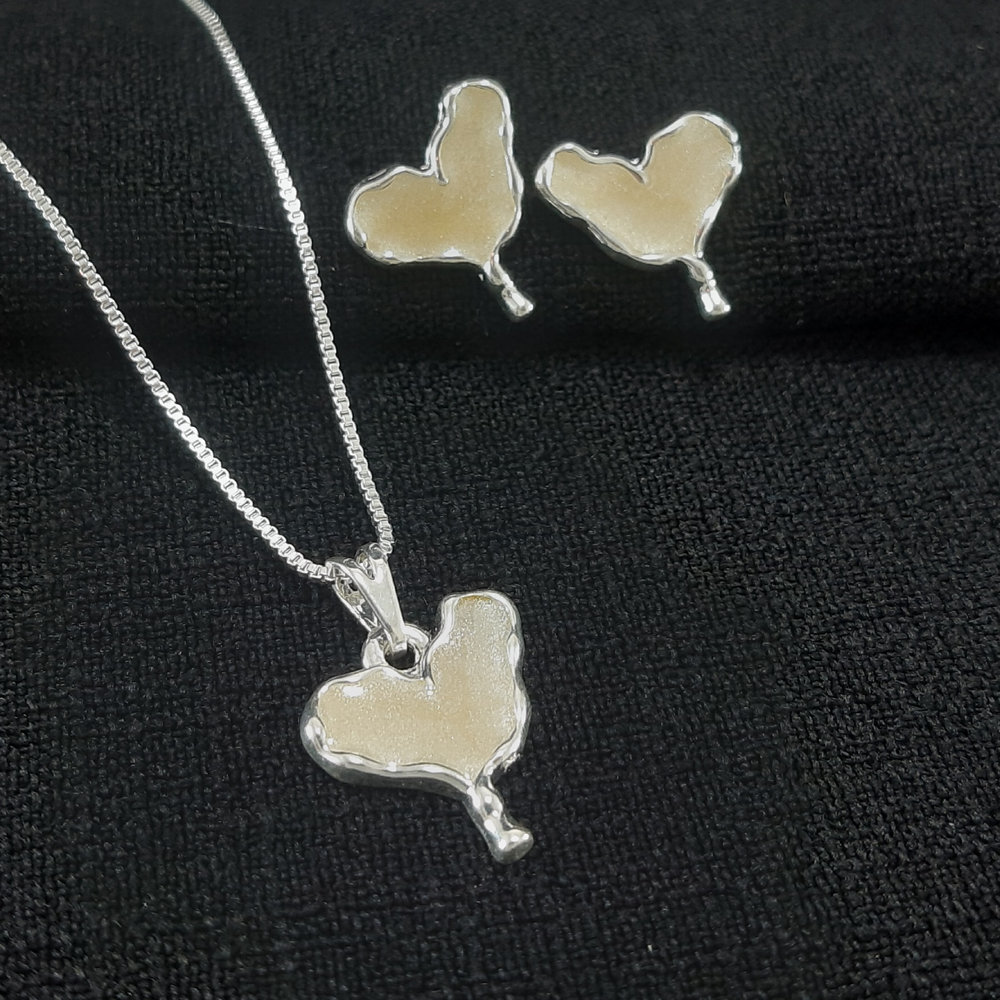 Conjunto coração derretido branco