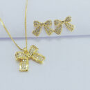 Conjunto laço cravejado com zircônia