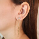 Brinco base cristal com fio enrolado