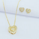 Conjunto coração duplo cravejado