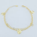 Pulseira dupla com coração detalhado e ponto de luz