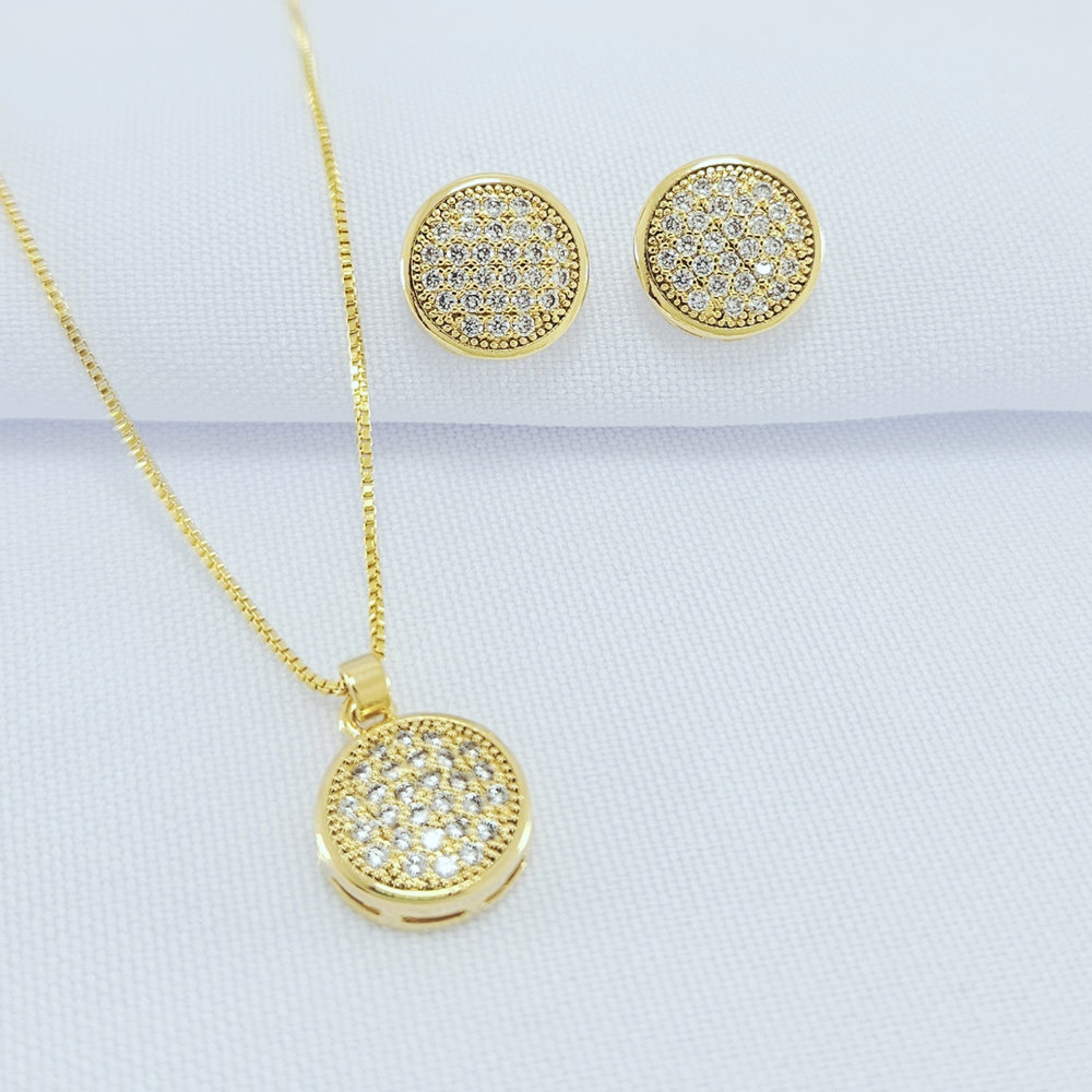 Conjunto circulo cravejado