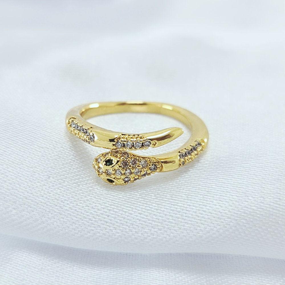 Anel regulável formato cobra cravejado - Imagem 2