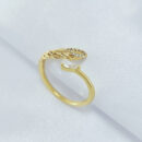 Anel regulável folha e pedra cristal