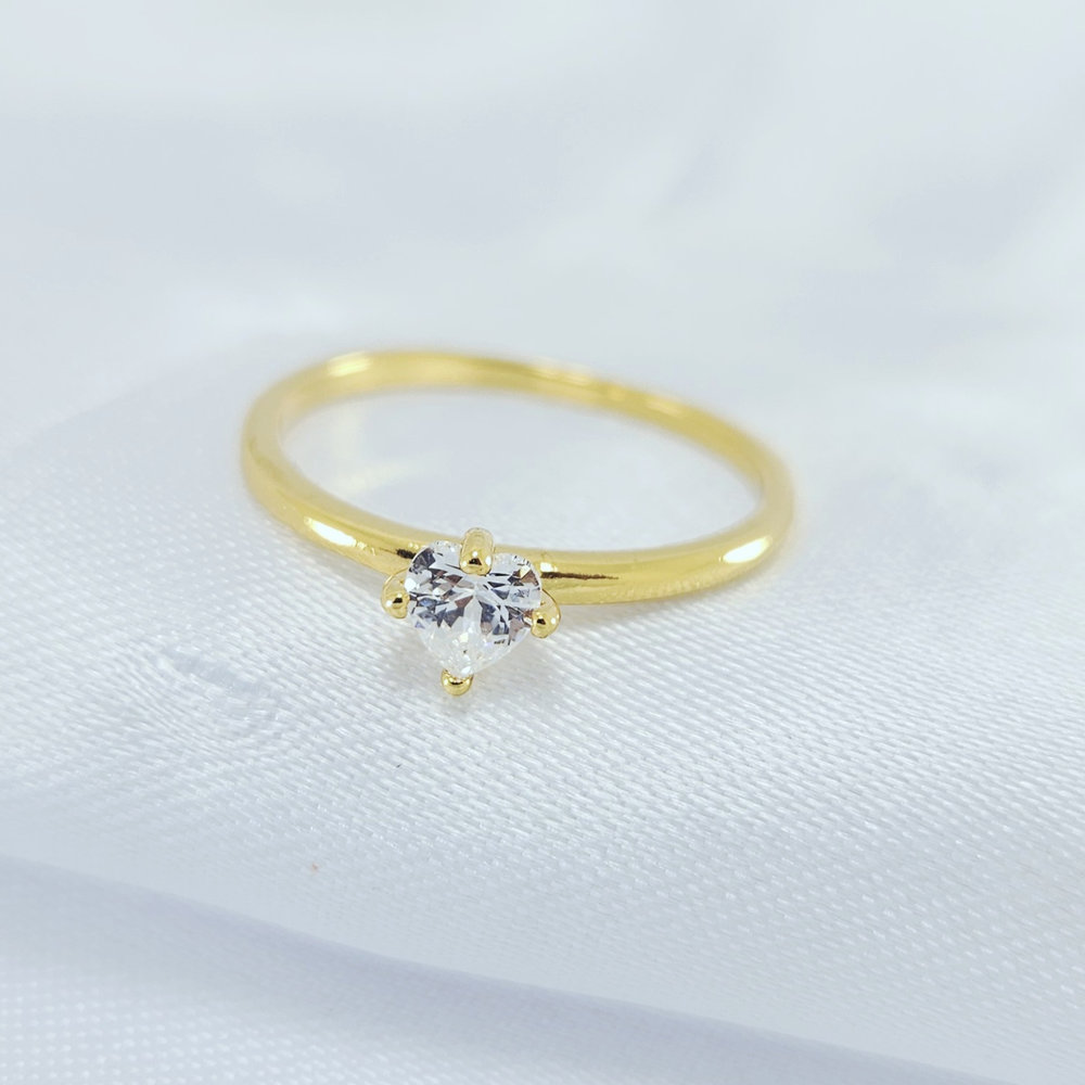 Anel fio liso com zircônia coração central - Imagem 2