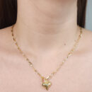 Gargantilha elos ovais vazados com coração pêndulo