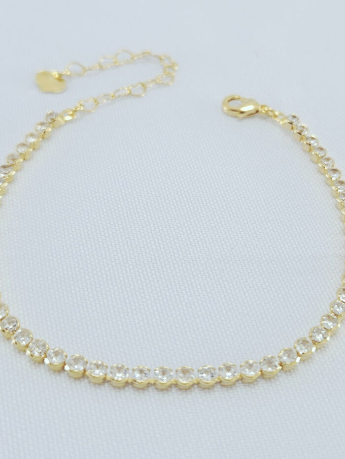 Pulseira riviera com pedras redondos cristal