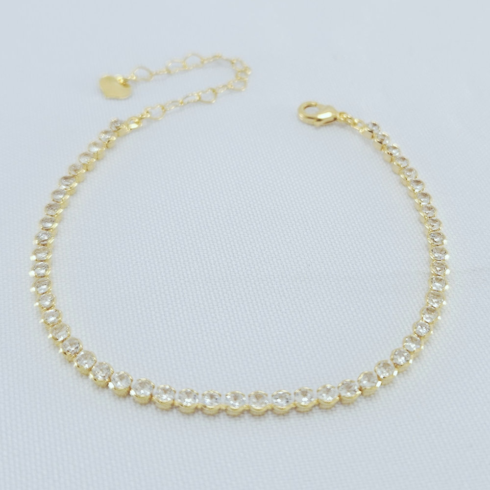 Pulseira riviera com pedras redondos cristal