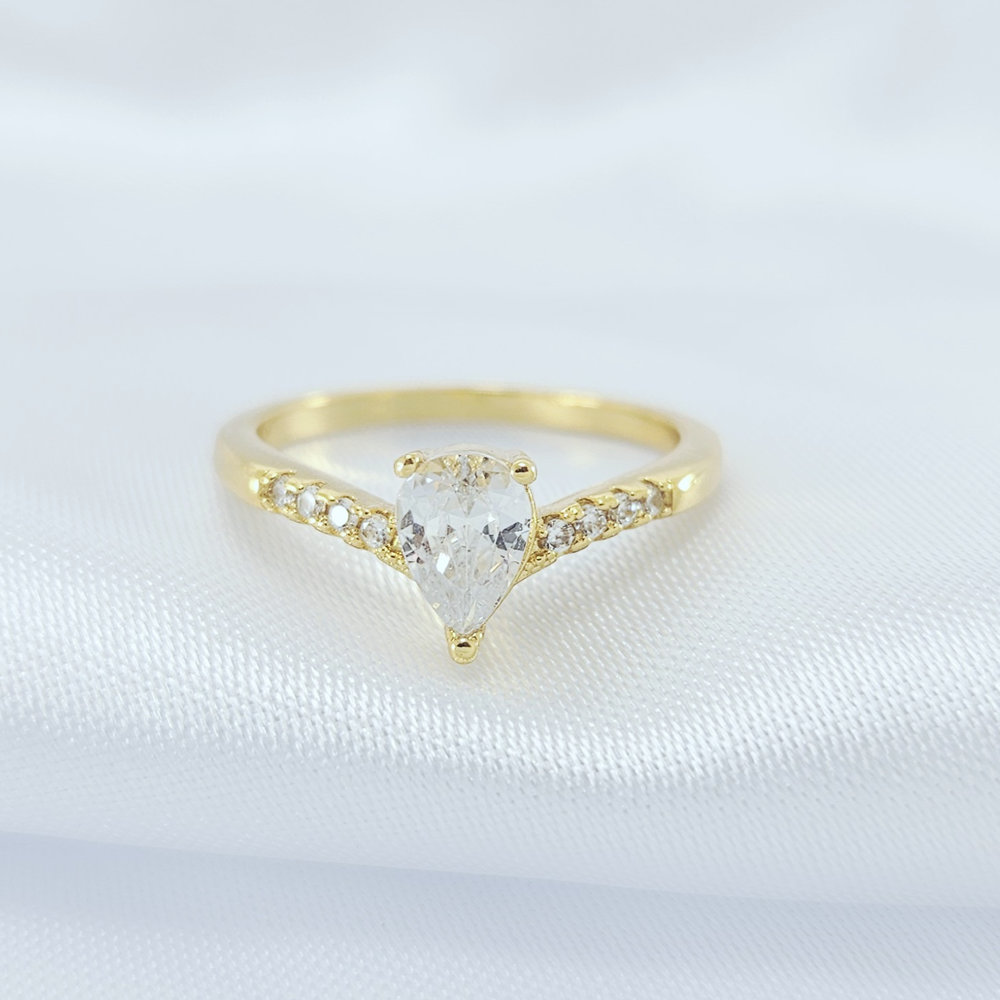 Anel com zircônia gota central - Imagem 2