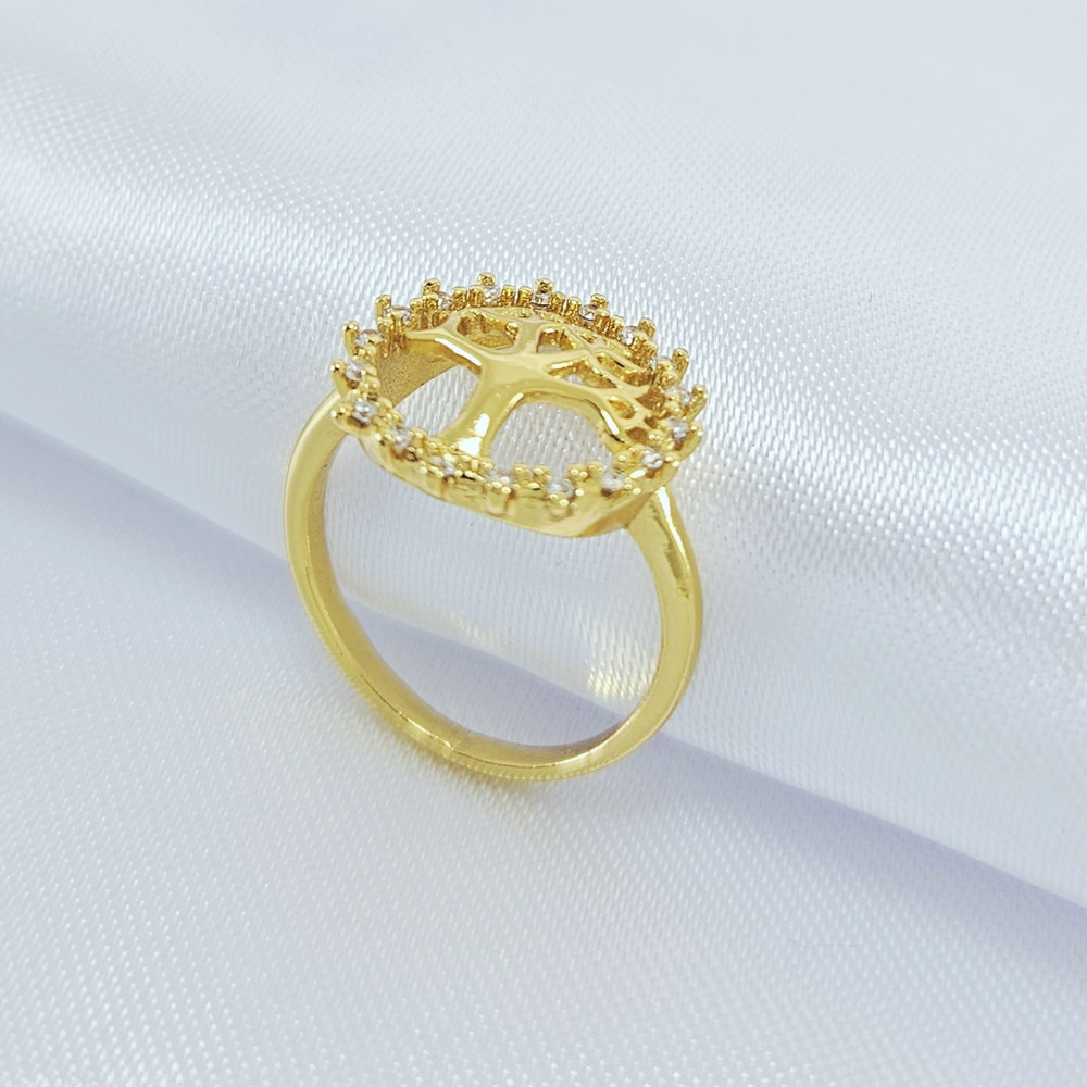 Anel árvore da vida redondo vazado com zircônia