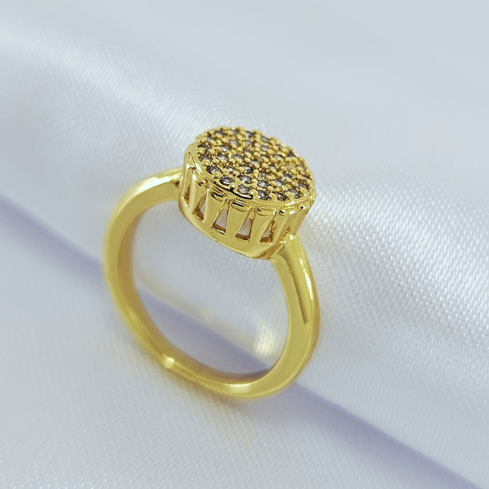 Anel chuveiro redondo cravejado