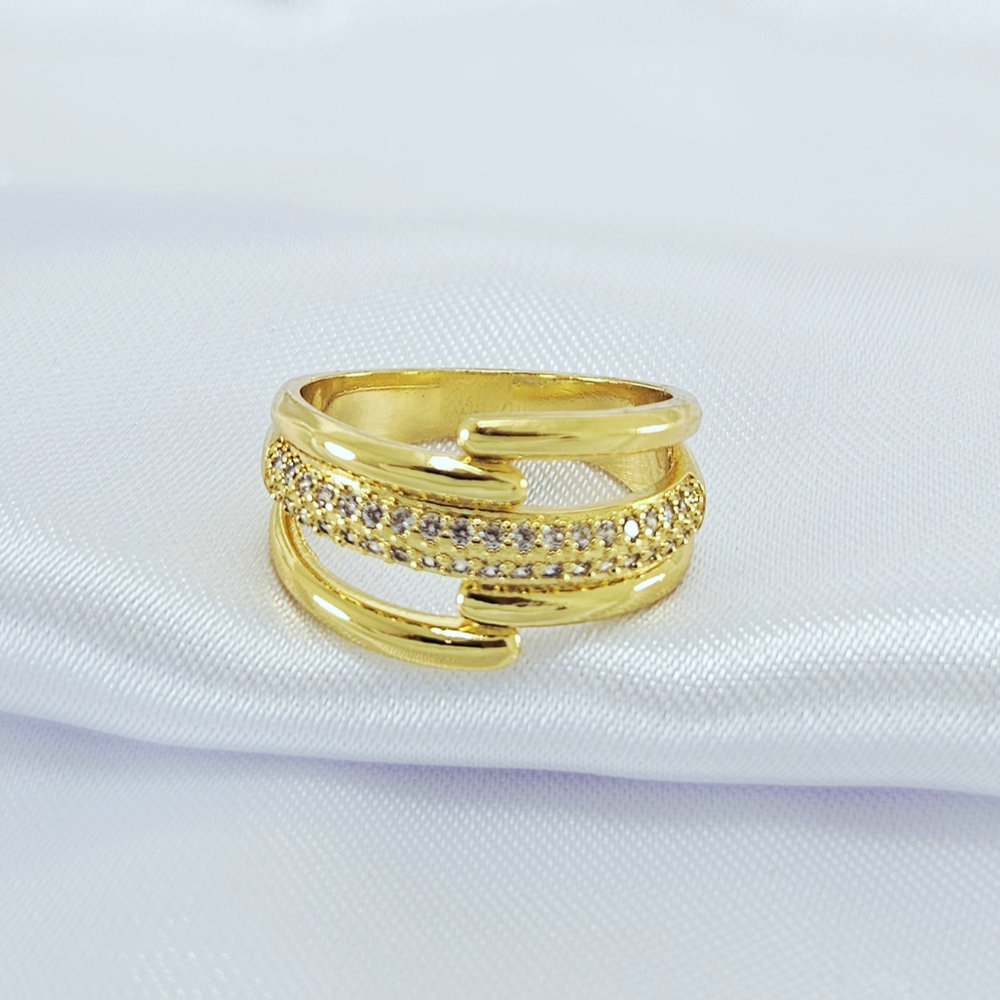 Anel fios liso e cravejado com zircônia - Imagem 2