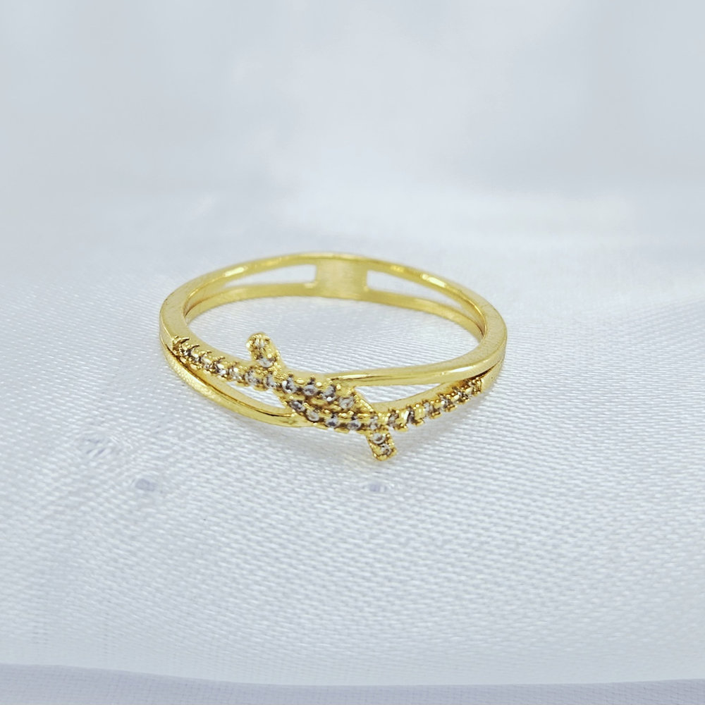 Anel fios entrelaçados cravejado - Imagem 2