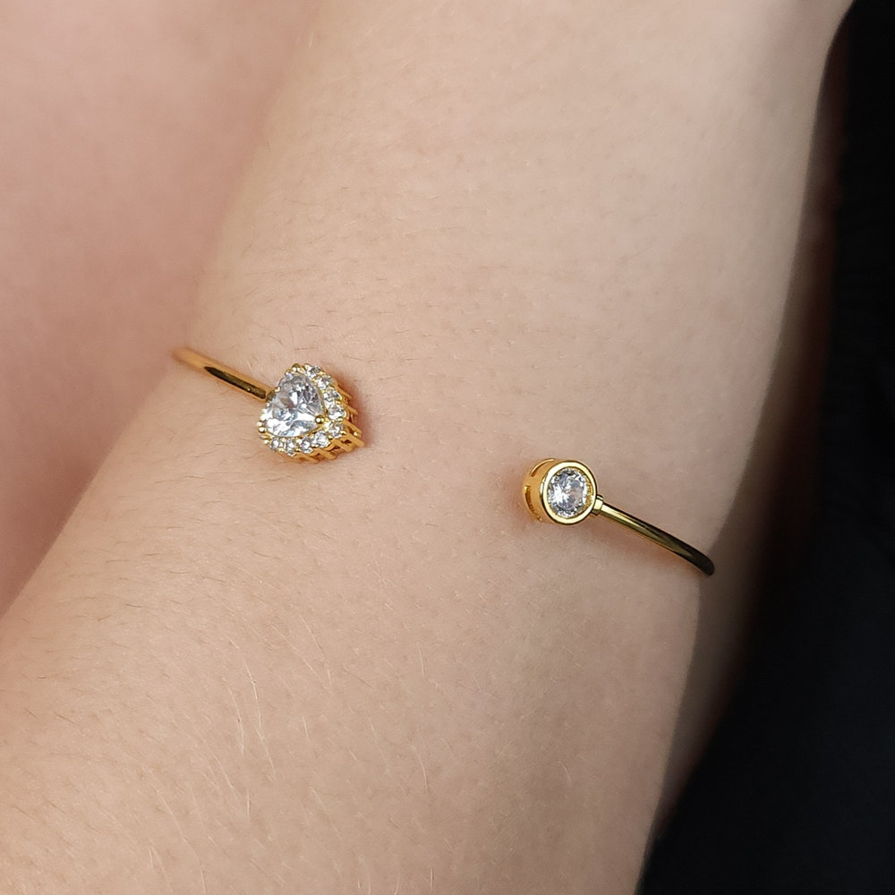 Bracelete coração cravejado com ponto luz - Imagem 2