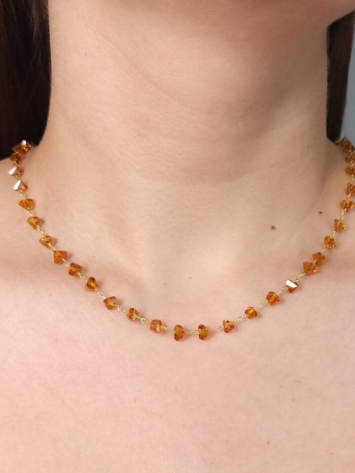 Gargantilha choker pedras âmbar