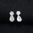 Brinco ponto de luz redondo com gota cristal