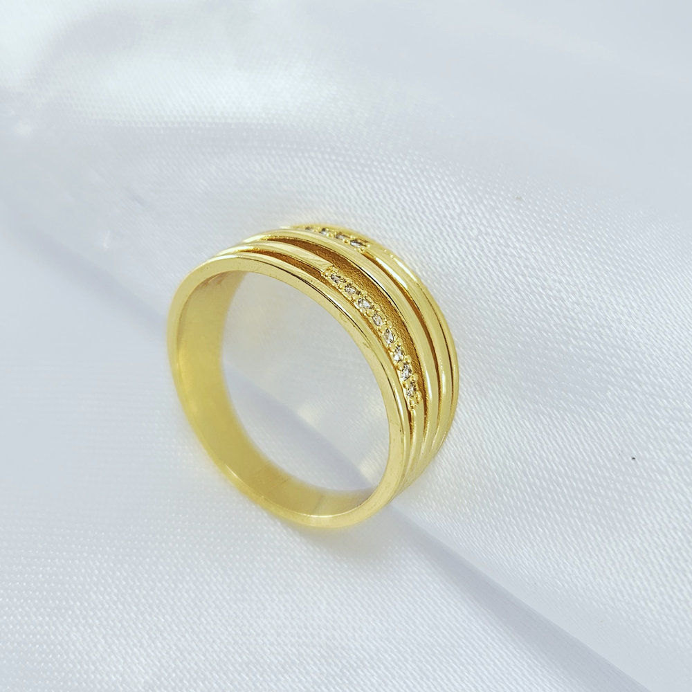 Anel cinco fileiras liso e zircônia cristal