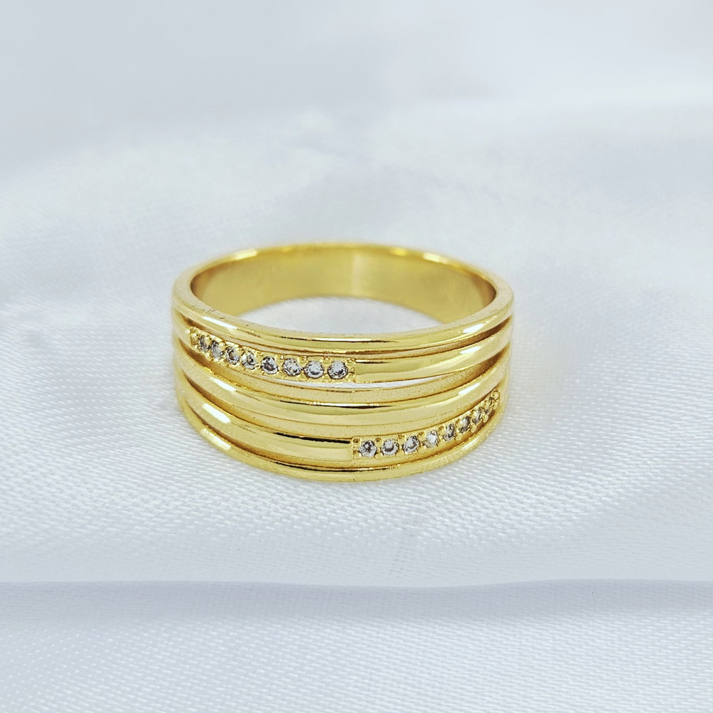 Anel cinco fileiras liso e zircônia cristal - Imagem 2