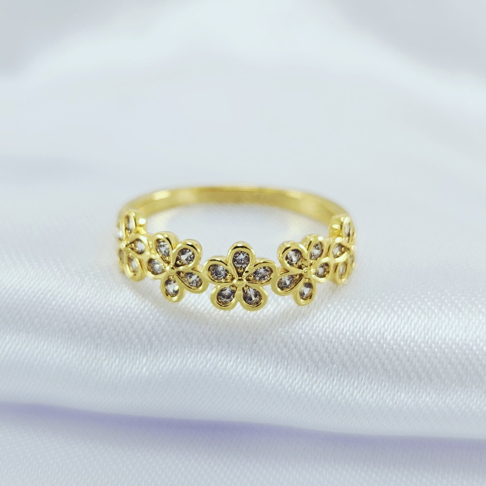 Anel com flores pedras cristal - Imagem 2