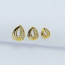 Brinco trio gota cravejada e liso