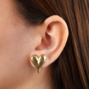 Brinco coração boleado dourado