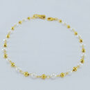 Pulseira pérolas e bolas douradas com N.S Aparecida