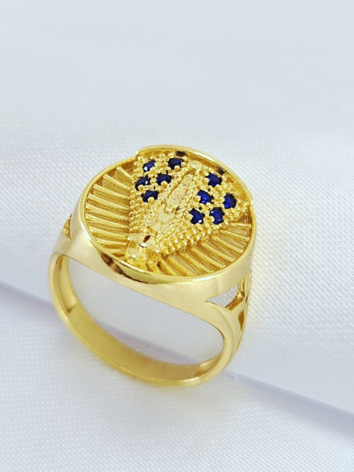 Anel Nossa Senhora pedras azuis